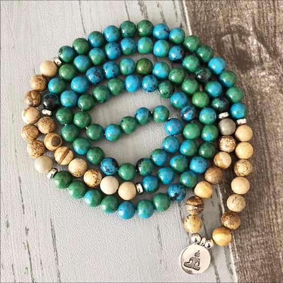 Beautiful natural Chrysocolla and desert Jasper Mala Reiki Charged✨ - Picture 8 of 8